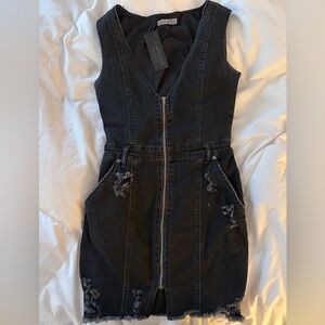 Carmar Black Denim Dress with Zipper